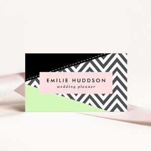 Gray Zigzag, grau Zickzack, Zigzag Muster, Minze Visitenkarte