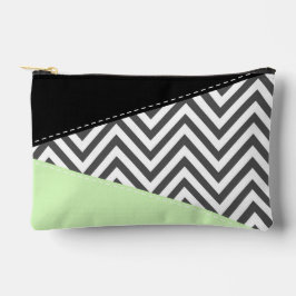 Gray Zigzag, grau Zickzack, Zigzag Muster, Minze Zubehörtasche