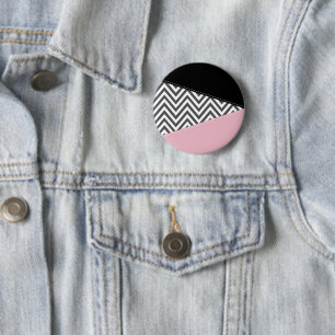 Gray Zigzag, Gray Chevron, Zigzag Pattern, Pink Button