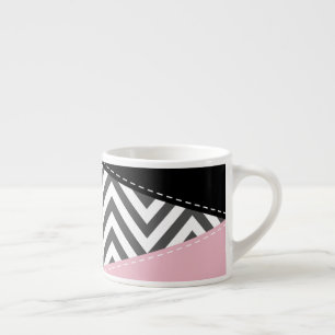 Gray Zigzag, Gray Chevron, Zigzag Pattern, Pink Espressotasse