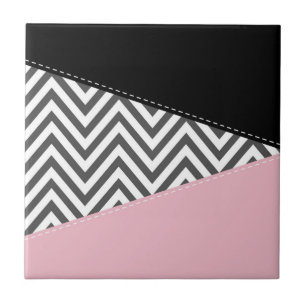 Gray Zigzag, Gray Chevron, Zigzag Pattern, Pink Fliese
