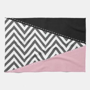 Gray Zigzag, Gray Chevron, Zigzag Pattern, Pink Geschirrtuch