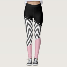 Gray Zigzag, Gray Chevron, Zigzag Pattern, Pink Leggings