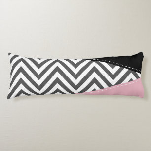 Gray Zigzag, Gray Chevron, Zigzag Pattern, Pink Seitenschläferkissen