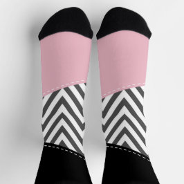 Gray Zigzag, Gray Chevron, Zigzag Pattern, Pink Socken