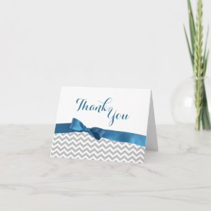 Gray Zigzag und Blue Bow Vielen Dank Dankeskarte