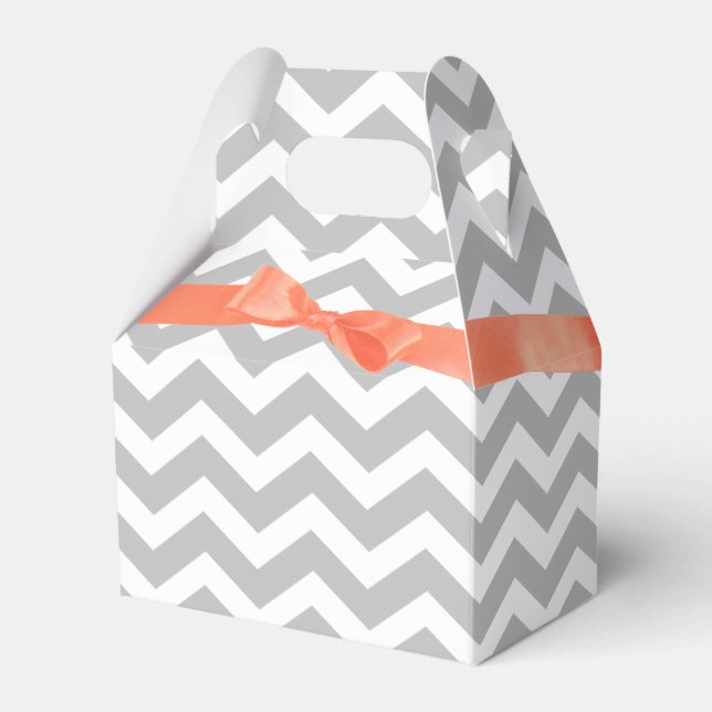 Gray Zigzag und Coral Bow Geschenkschachtel (Vorderseite)