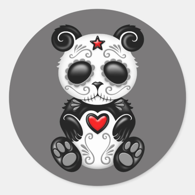 Gray Zombie Sugar Panda Runder Aufkleber (Vorderseite)