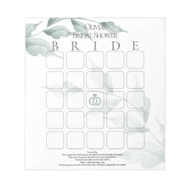 Grayed Jade Green Botanical Bridal Bingo Notizblock