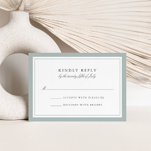 Grayed Jade Simple Border Wedding RSVP Card Karte