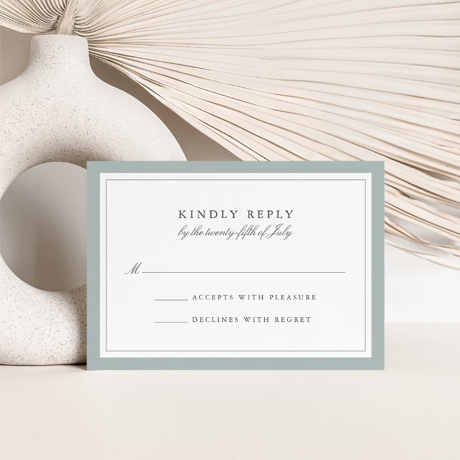 Grayed Jade Simple Border Wedding RSVP Card Karte (Von Creator hochgeladen)