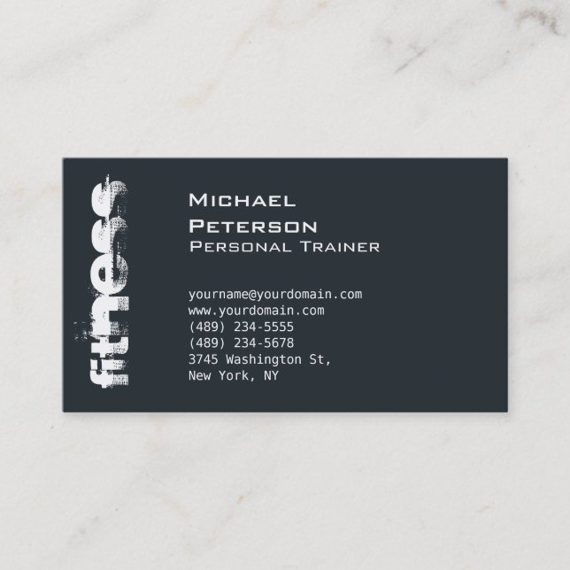 Grayish Blue Trendy Fitness Carte de visite sporti (Devant)