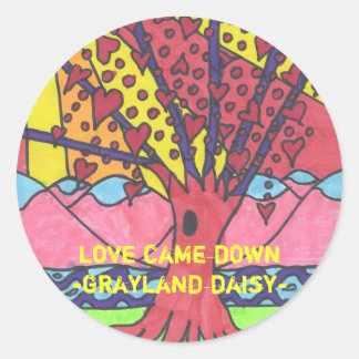 Grayland Daisy Tree of Liebe Round Sticker.. Runder Aufkleber