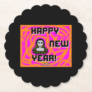 Grays New Year wünscht skalloten Round Untersetzer