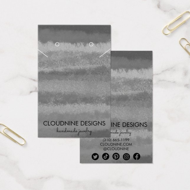 Grayscale Earring Necklace Juwelier Display Card (Büro)