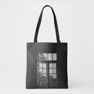 GRAYSCALE FOTO AUS HOLZ GERAHMTE GLASTÜR TASCHE