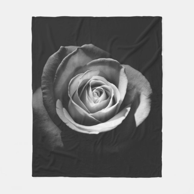 GRAYSCALE FOTO DER ROSE FLEECEDECKE (Vorderseite)