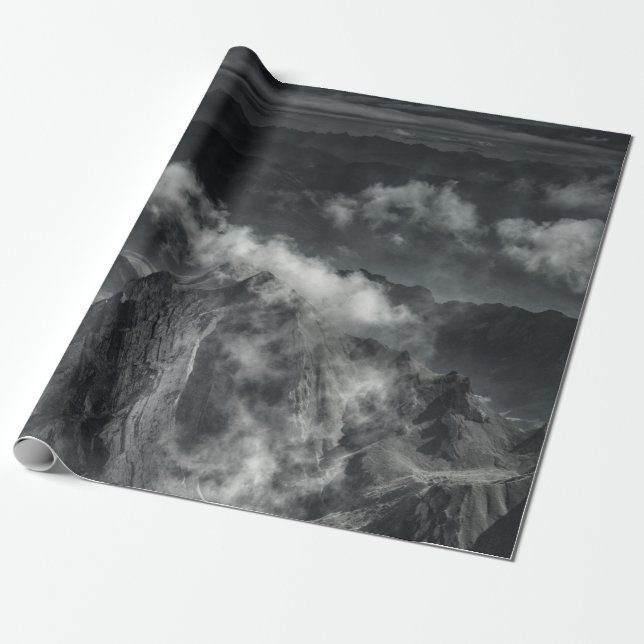 GRAYSCALE FOTO DES BERGBERGES GESCHENKPAPIER (Ungerollt)