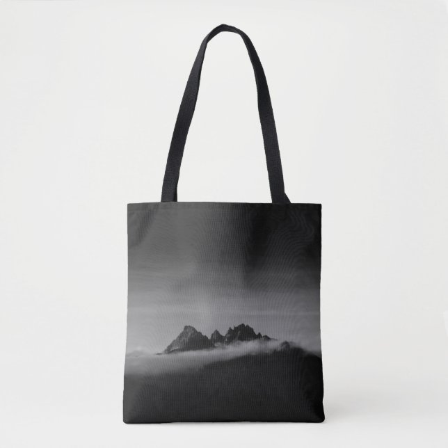 GRAYSCALE-FOTO DES BERGES, BEDECKT MIT SCHWEINEN TASCHE (Vorderseite)