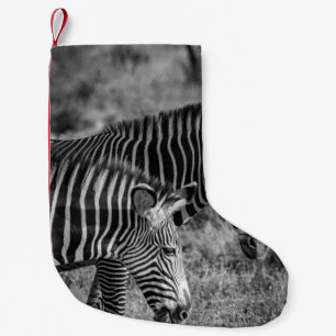 GRAYSCALE FOTO ZEBRAS KLEINER WEIHNACHTSSTRUMPF