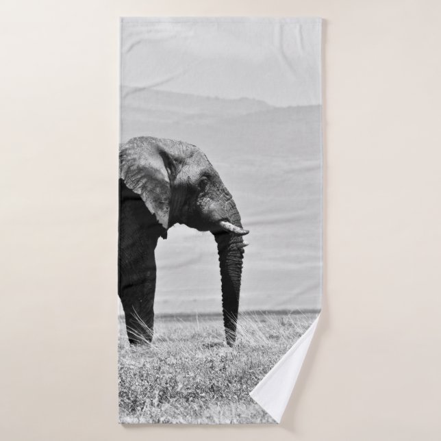 GRAYSCALE FOTOGRAFIE DES ELEPHANS BADEHANDTUCH (Badehandtuch)