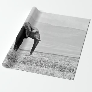 GRAYSCALE FOTOGRAFIE DES ELEPHANS GESCHENKPAPIER