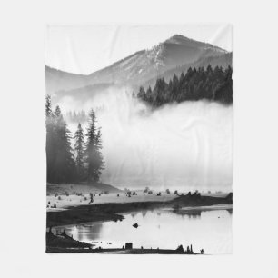 GRAYSCALE FOTOGRAFIE DES SEES IN DER NÄHE VON KIES FLEECEDECKE