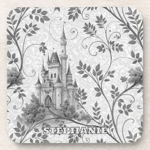 Grayscale Gran Canaria Verziertes Schloss im Val P Getränkeuntersetzer