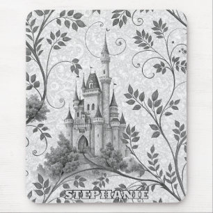 Grayscale Gran Canaria Verziertes Schloss im Val P Mousepad