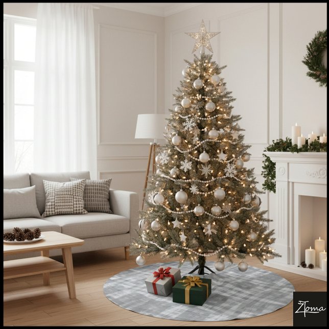 Grayscale Kaleidoscope Plaid Abstract Geometric Sy Polyester Weihnachtsbaumdecke (Von Creator hochgeladen)