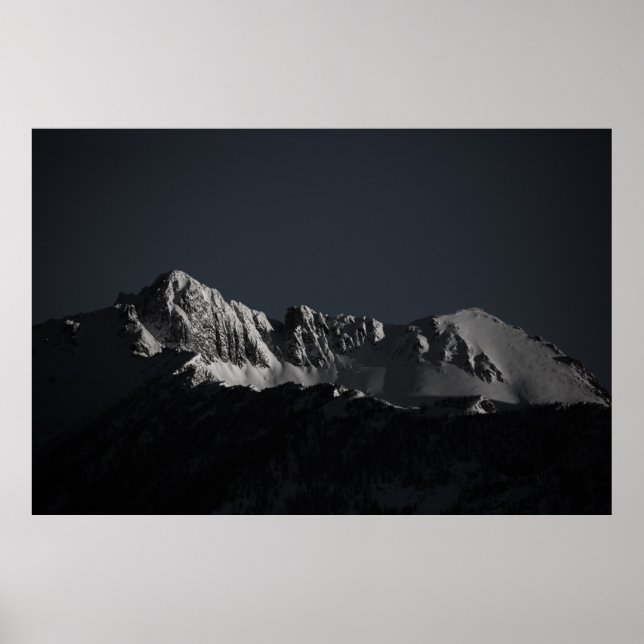 GRAYSCALE PHOTOGRAPHY OF SNOW MOUNTAIN POSTER (Vorne)