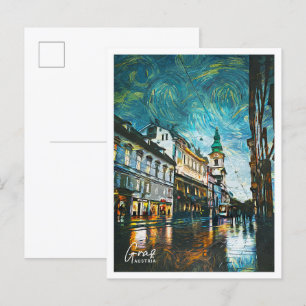 Graz Austria Schöne Öl Paint Landschaft Postkarte