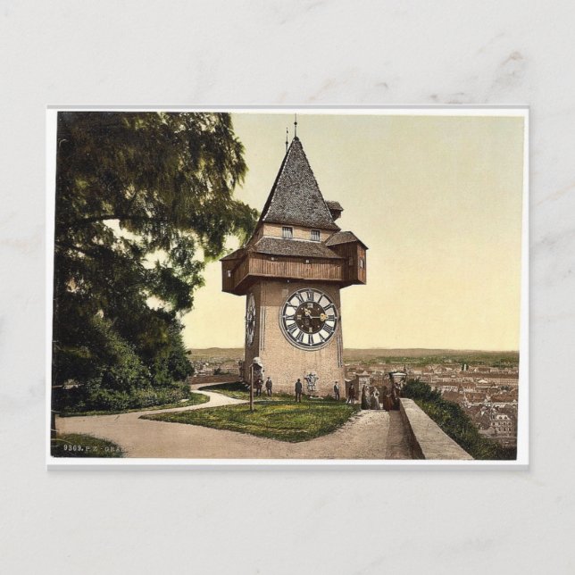 Graz, die Uhr, Steiermark, Österreichisch-Ungarisc Postkarte (Vorderseite)