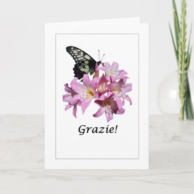Grazie - Carte Merci à fleurs italiennes (Devant)