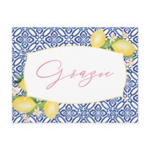 Grazie Italian Lemons Blue Tiles Dusche Vielen Dan