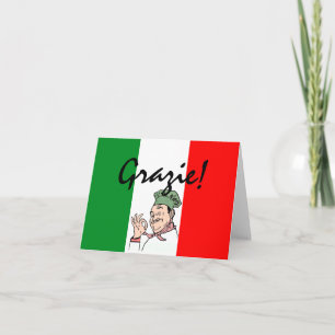 Grazie Merci Chef italien sur le drapeau italien