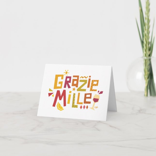 'Grazie mille' a thousand thanks greetings card Dankeskarte (Vorderseite)