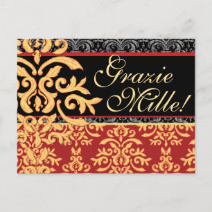 Grazie Mille Gilded Damask Italien Merci Cartes