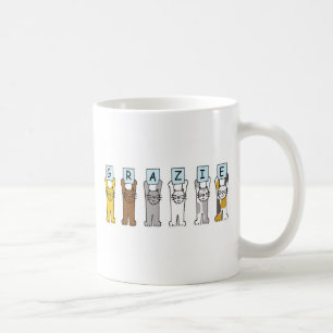 Grazie Vielen Dank an italienische Cartoon Katzen Kaffeetasse