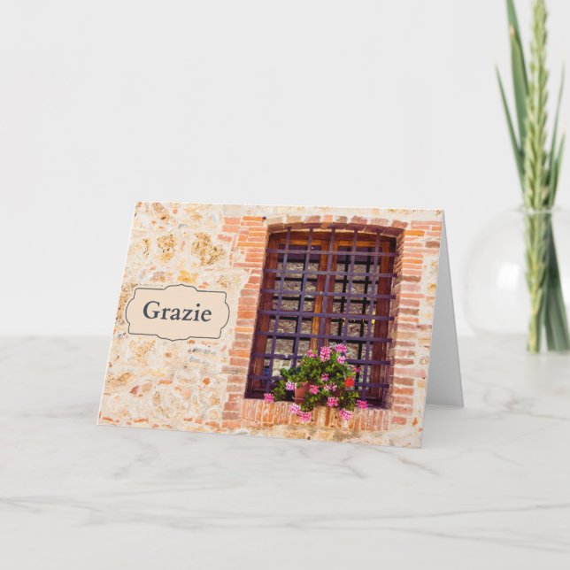 Grazie Vielen Dank Italien Blume Brick Window Karte (Vorderseite)