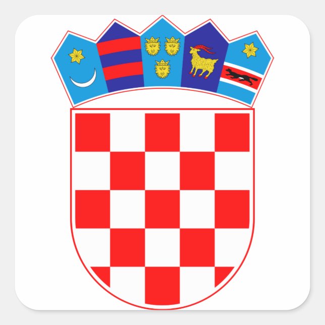 Grb Hrvatske, kroatisches Wappen Quadratischer Aufkleber (Vorderseite)