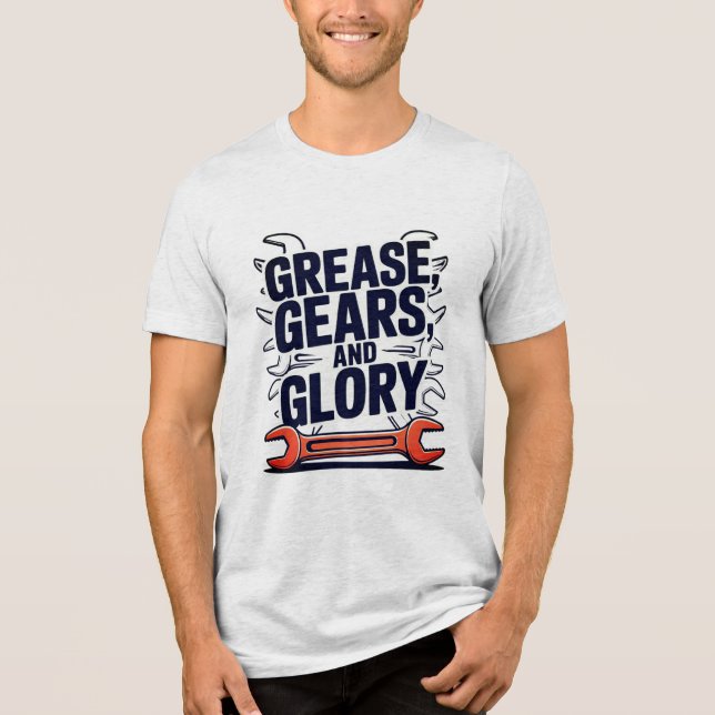 Grease Gears Glory Multi Wrench Mechanic Design Tri-Blend Shirt (Vorderseite)