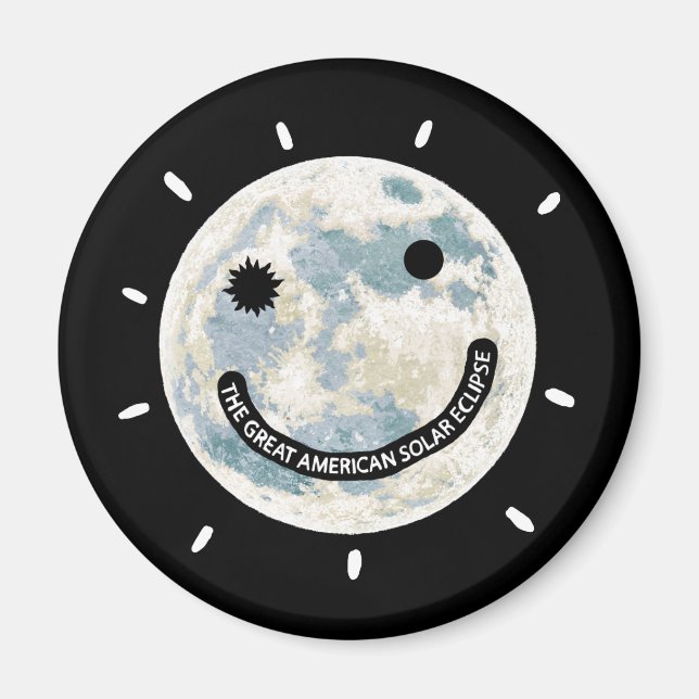 Great American Solar Eclipse Moon Emoji Magnet (Vorne)