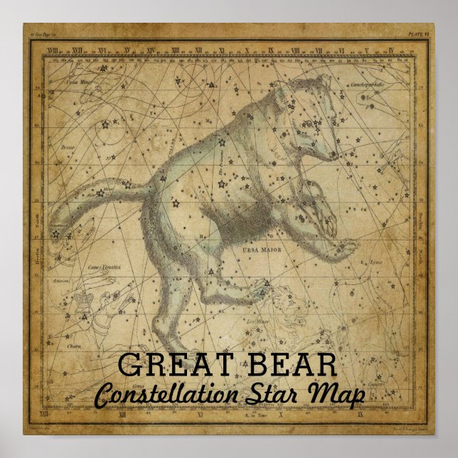 Great Bar Ursa Major Constellation Star Karte Poster (Vorne)