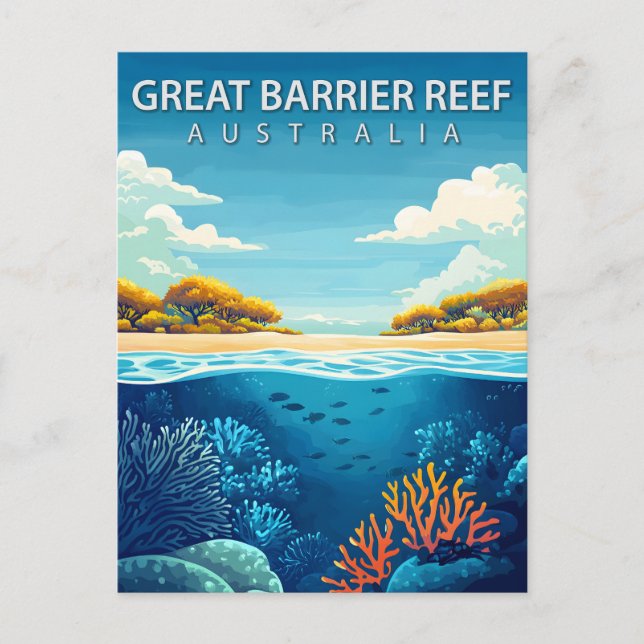 Great Barrier Reef Australia Travel Postkarte (Vorderseite)
