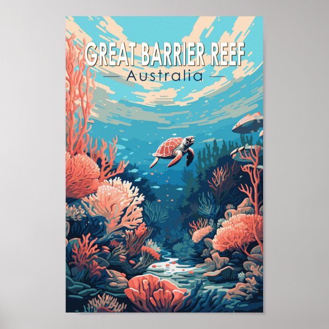 Great Barrier Reef Australien Reisen Vintag Poster (Vorne)