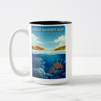 Great Barrier Reef Australien Retro-Reiseposter Zweifarbige Tasse