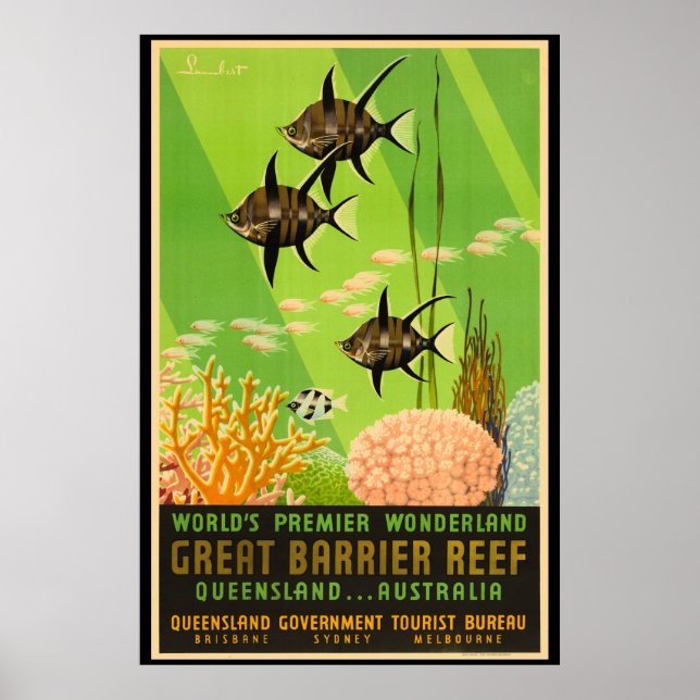 Great Barrier Reef Australien Vintag Poster (Vorne)