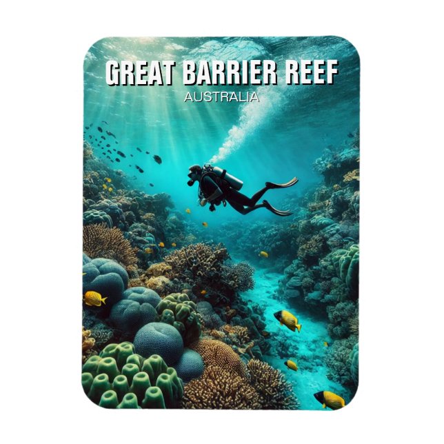Great Barrier Reef Scuba Diver Magnet (Vertikal)