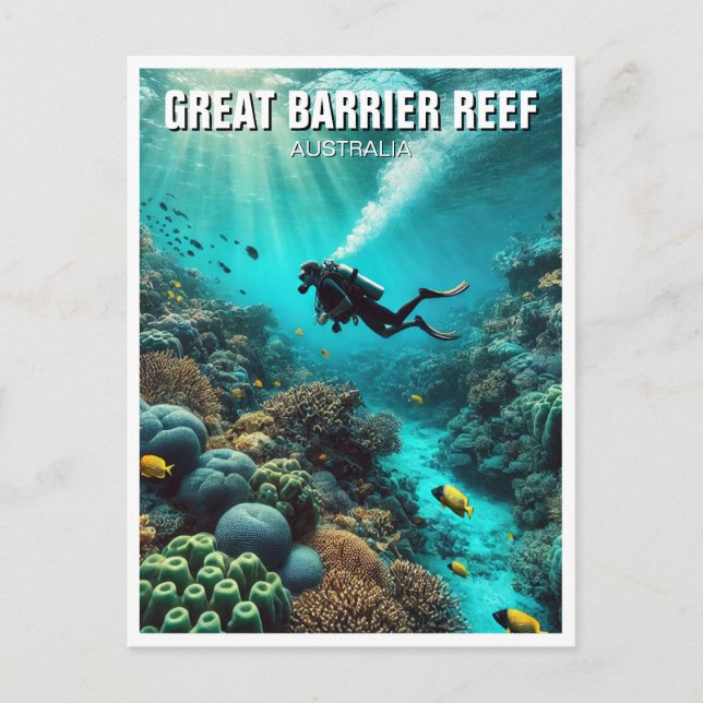 Great Barrier Reef Scuba Diver Postkarte (Vorderseite)